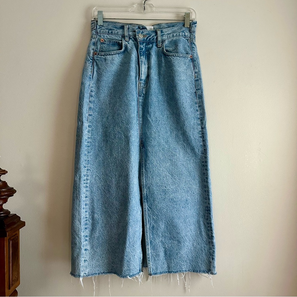 MNG Denim • Front Slit Jean Midi Skirt‎